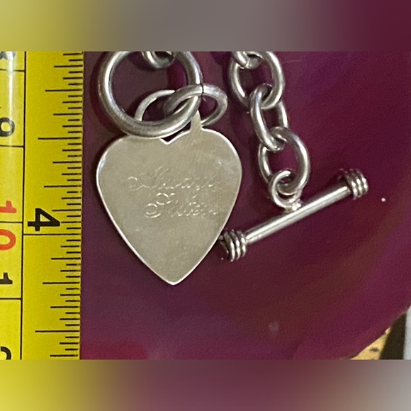 BEST DEAL ⚡️ Sisters Sterling Silver Heavy Duty Heart Tag Charm Bracelet #7835 - Picture 7 of 8